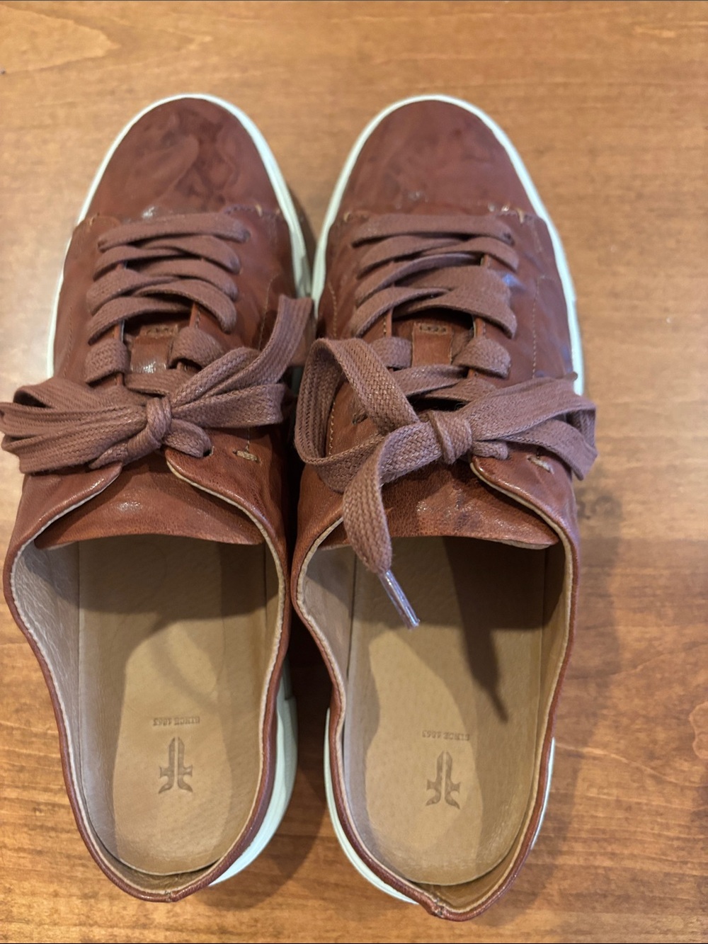 Casual Women's Brown Leather Lace-Up Slip-on Sneakers